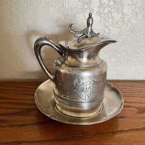 Antique Simpson Hall Miller & Co. Silver Plated Pitcher & Under-plate